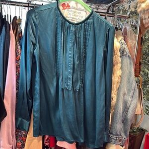 100% Silk Elie Tahari Large Teal Women's Top